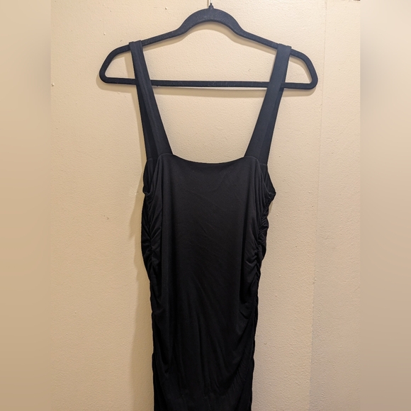 GOOD AMERICAN Black Squareneck Ruched Sleeveless Bodycon Maxi Dress- L (3) - Picture 8 of 13
